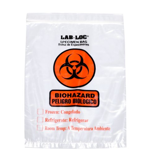 Biohazard Specimen Bags Ziploc 8x10 25/pkg