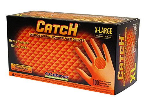 Adenna Catch 8 mil Nitrile Powder Free Gloves (Orange, X-Large) Box of 100
