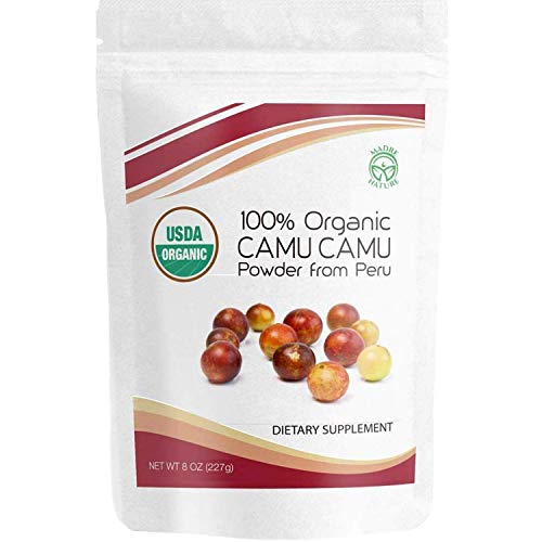 Camu Camu Powder Organic, Raw USDA Certified - 8 Ounce from High Concentrated Pulp - Best Source of Natural Vitamin C - Vegan, Gluten-Free, Non GMO - Fresh Harvest from Peru