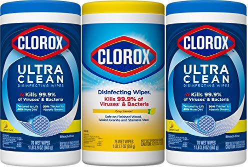 Clorox Disinfecting Wipes and Ultra Clean Disinfecting Wipes,Value Pack, 3 Pack (Package May Vary)