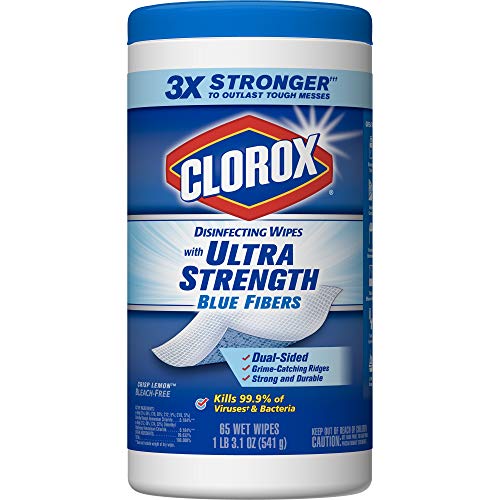 Clorox Disinfecting Wipes with Ultra Strength Blue Fibers, Crisp Lemon - 1 Canister - 65 Wipes (31853)
