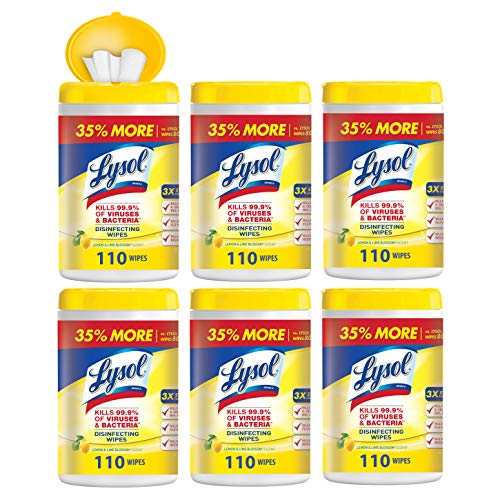 Lysol 19200788496 Disinfecting Wipes, Lemon & Lime Blossom, 660ct (6X110ct), Packaging May Vary