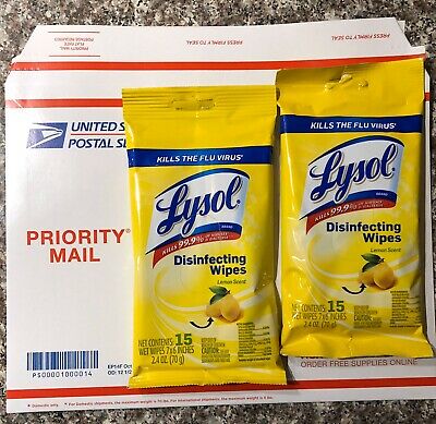 Lysol Disinfecting Wipes, Kills Flu Virus 2 PACK* 15 Count Travel Packs FAST
