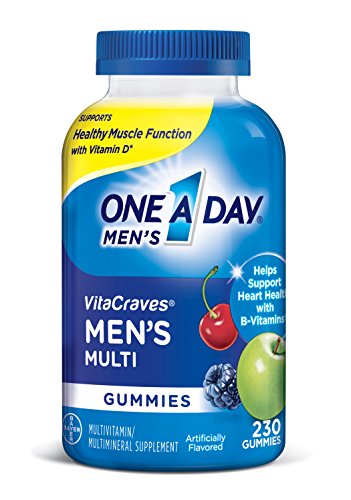 One A Day Men’s Vitacraves Multivitamin Gummies, Supplement With Vitamins A, C, E, B6, B12, & Vitamin D, 230 Count