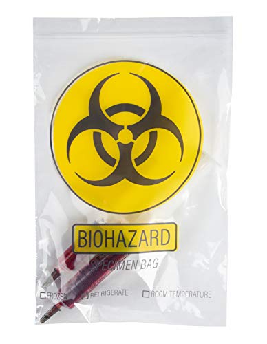Specimen Bags - 100-Pack Biohazard Bags - Durable Hazardous Waste Hazmat Bags for Specimen Collection and Waste, Clear, 9.1 x 5.9 Inches