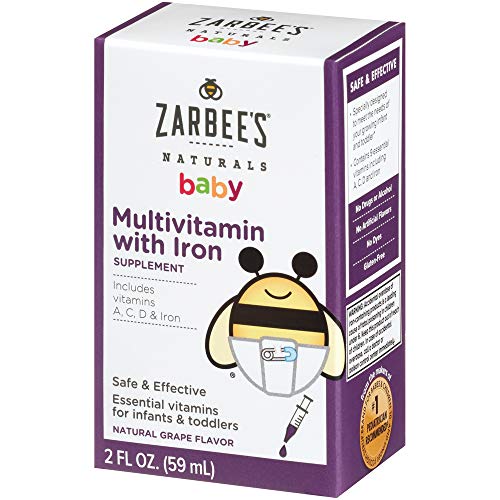Zarbee's Naturals Baby Multivitamin with Iron, Natural Grape Flavor, 2 Ounce Bottle