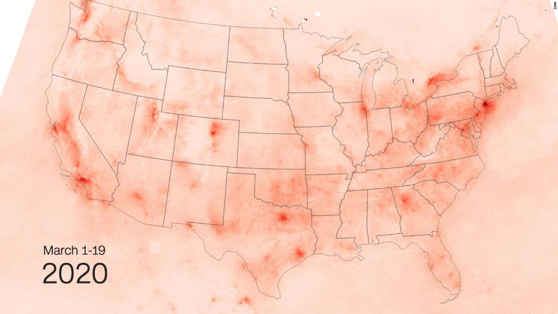 Satellite images show less pollution over the US as coronavirus shuts down public places 1