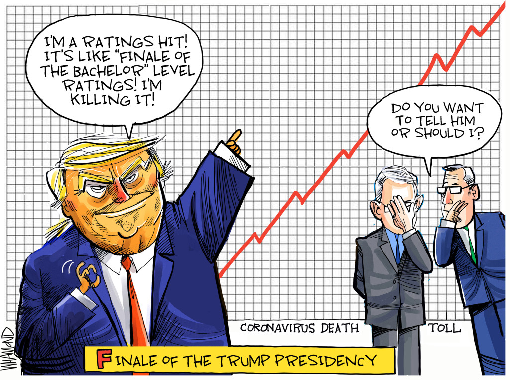 Coronavirus cartoons: Trump sees ratings bump amid record job losses, stock drops 1