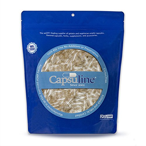 Clear Size 00 Empty Gelatin Capsules by Capsuline - 1000 Count |Manufactured in North & South America|Kosher & Halal Certified |Gluten Free