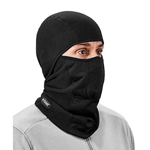 Ergodyne N-Ferno 6823 Balaclava Ski Mask, Wind-Resistant Face Mask, Hinged Design, Each, Black