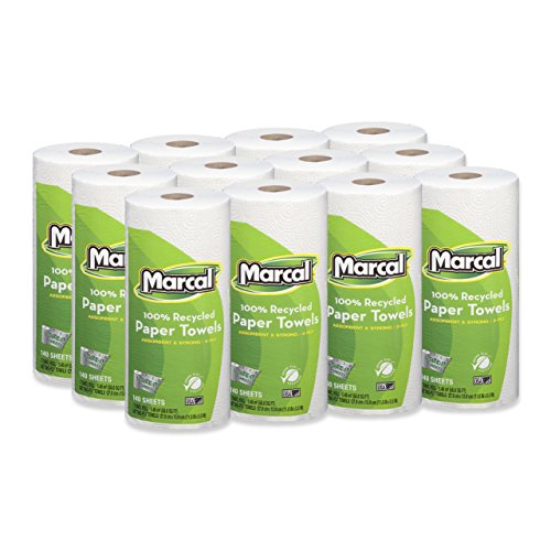Marcal Paper Towels U-Size-It Sheets 2 Ply 140 Sheets Per Roll 100% Recycled - 12"Roll Out" Rolls Per Case Green Seal Certified Paper Towel Rolls 06183
