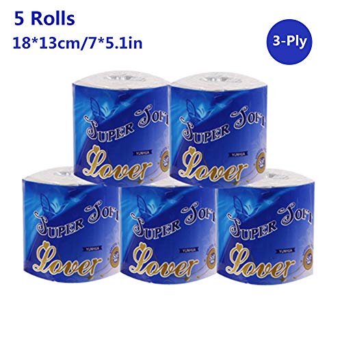 Ultra Gentle Toilet Paper,3 Ply White Tissue Toilet Paper,Standard Toilet Tissue,Degradable Roll Paper for Toilet,Towels,Home,Kitchen - 5 Rolls