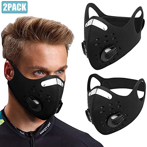 2 Pack Dust Mask - Anti Air Pollution Smoke Mask - Reusable Face Mask, Adjustable PM2.5 Air Filter Mask, Activated Carbon Dustproof Sport Mask for Outdoor（Black）