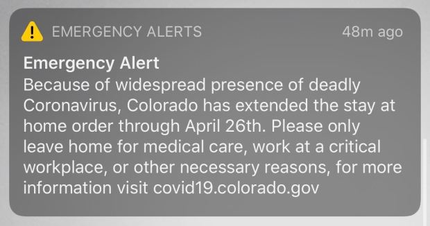 This is why you got that alert about Colorado’s coronavirus stay-at-home order 1