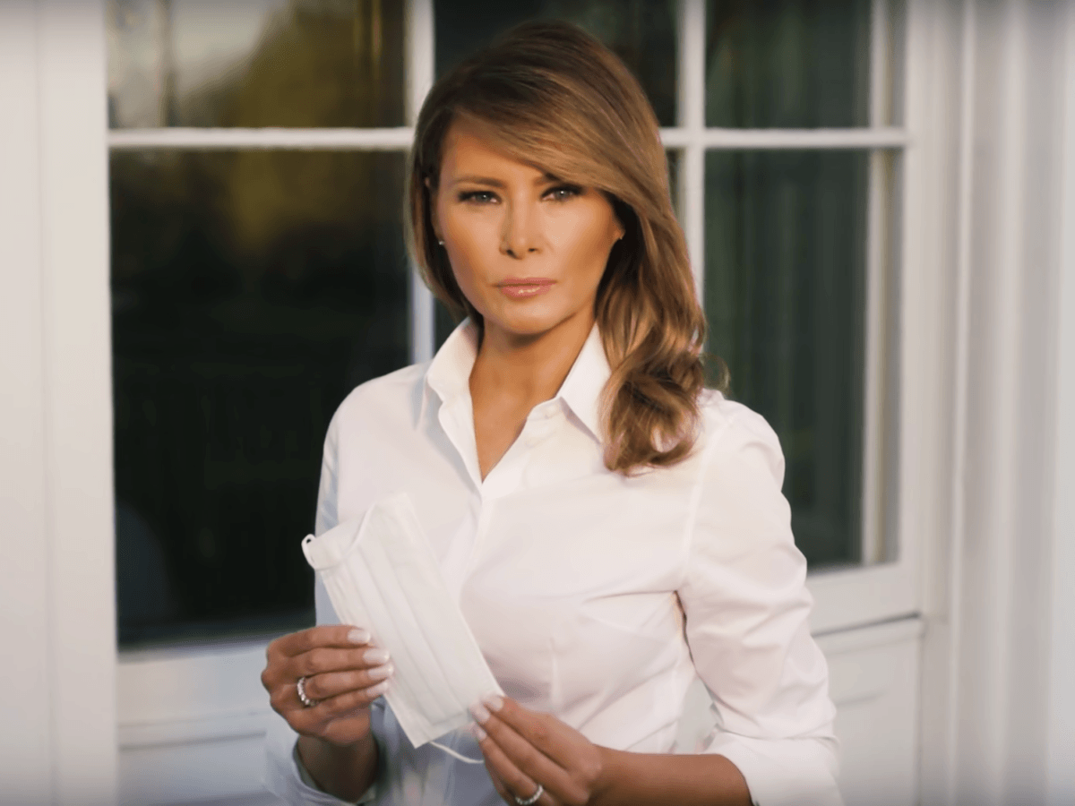 Watch: Melania Trump Demonstrates Importance of Face Masks to Slow Coronavirus Spread 1
