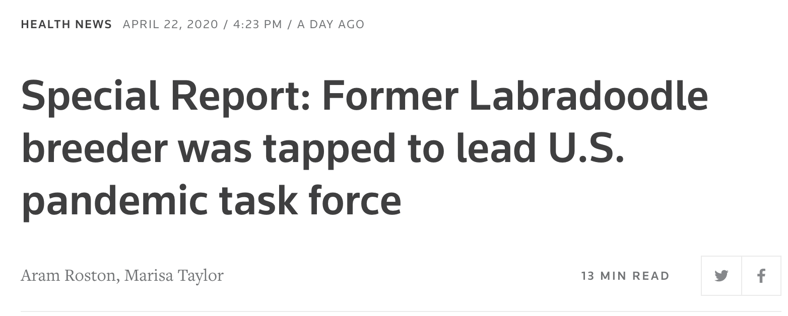 Media Falsely Claim Trump Made A Labradoodle Breeder Head Of
Coronavirus Response 1