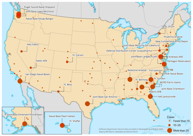 Exclusive: First Public Map Reveals Military Bases with Coronavirus Cases as Pentagon Secrecy Draws Backlash 1