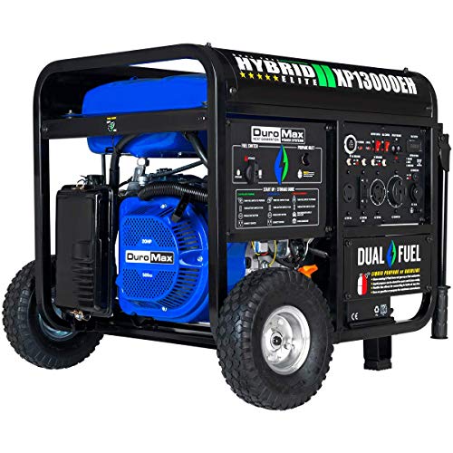 DuroMax XP13000EH Dual Fuel Portable Generator - 13000 Watt Gas or Propane Powered-Electric Start- Home Back Up & RV Ready, 50 State Approved,Blue/Gray
