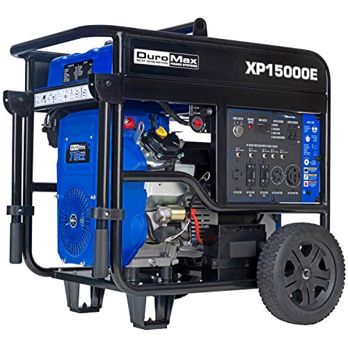 DuroMax XP15000E Gas Powered Portable-15000 Watt-Electric Start- Home Back Up & RV Ready, Generator 50 State Approved,Blue/Black