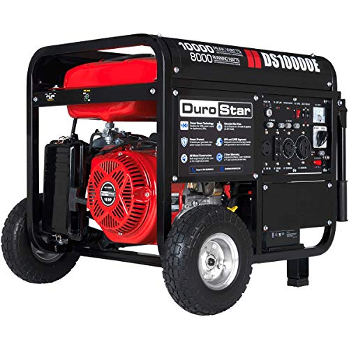 Durostar DS10000E Gas Powered 10000 Watt Electric Start Portable Generator, Red/Black