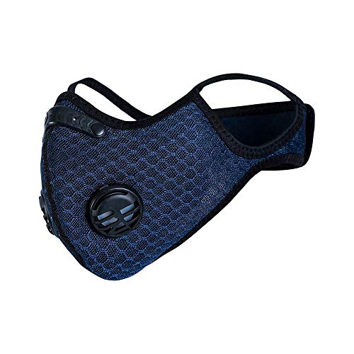 Dust Mask with Filters, Reusable Activated Carbon Dustproof Respirator Safety Breathing Mask for Pollen Allergy Woodworking Mowing Running Cycling Outdoor Activities (Navy Blue)