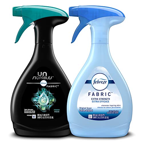 Febreze Fabric Refresher, Odor Eliminator, Extra Strength + Unstopables, Fresh Scent, 2 Count, Original Version, 27 Fl Oz (Pack of 2)