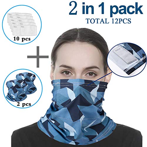 Infinity Scarf Bandanas Neck Gaiter Face Cover with Safety Filters, Unisex Anti-Dust Washable, For Men Women Outdoors/Festivals/Sports, Multi-purpose Face Mask