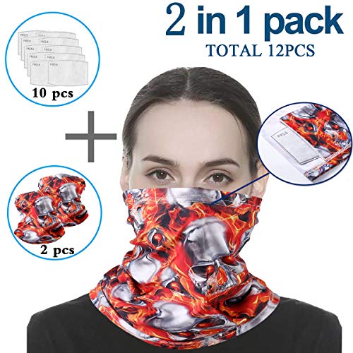 Infinity Scarf Bandanas Neck Gaiter Face Cover with Safety Filters, Unisex Anti-Dust Washable, For Men Women Outdoors/Festivals/Sports, Multi-purpose Face Mack