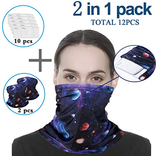 Infinity Scarf Bandanas Neck Gaiter Face Cover with Safety Filters, Unisex Anti-Dust Washable, For Men Women Outdoors/Festivals/Sports, Multi-purpose Face Mack