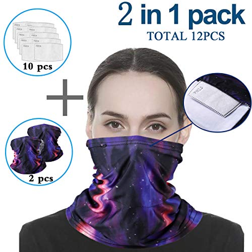 Infinity Scarf Bandanas Neck Gaiter Face Mask with Safety Filters, Unisex Anti-Dust Washable, For Men Women Outdoors/Festivals/Sports, Multi-purpose