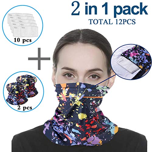 Infinity Scarf Bandanas Neck Gaiter Face Mask with Safety Filters, Unisex Anti-Dust Washable, For Men Women Outdoors/Festivals/Sports, Multi-purpose