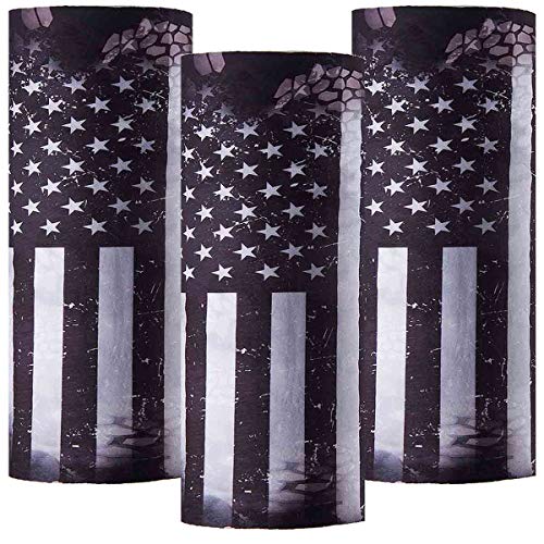PAMASE 3 Pcs American Flag Outdoor Face Mask- Multifunctional Seamless Microfiber American Flag UV Protection Face Neck Shields Headwear for Men&Women Motorcycle Hiking Cycling Ski Snowboard(Style2)