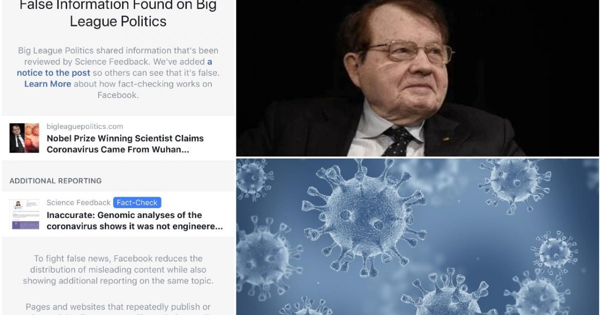 Facebook Desperately Tries to Censor BLP Story on Nobel
Prize Winner’s Claim That Coronavirus Was Made in a Lab 1