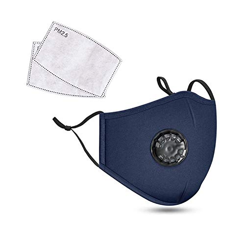 Unine Face Breathing Filter+ 2 x P M 2.5 Mats, Reusable Cotton Breathable Safety Air Fog Respirator,Protection Filters from Dust for Women Man,Outdoor Sports Activities (Blue)