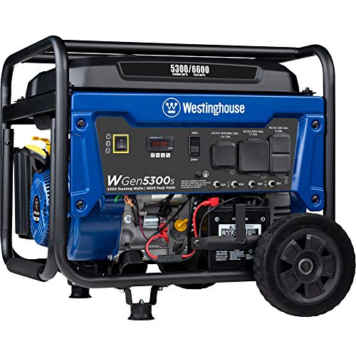 Westinghouse 5302 WGen5300s Storm Portable Generator with Electric Start and 120/240 Volt Selector 5300 Rated 6600 Peak Watts Gas Powered, CARB Compliant, RV and Transfer Switch Ready