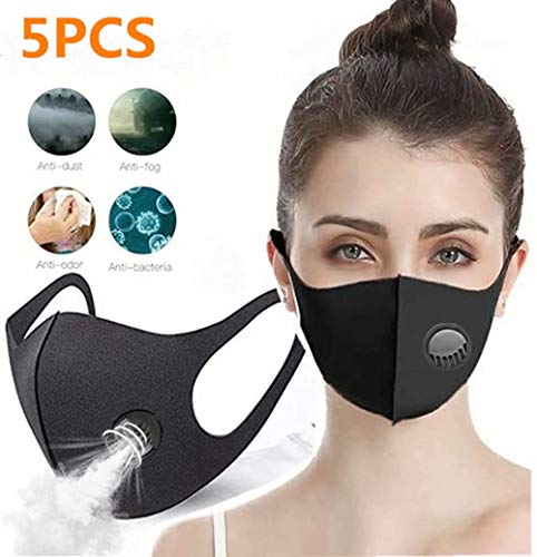 Zeiger 5 PCS Face Masks with Breathing – 100% Cotton, Washable, Reusable Cloth Masks – Protection from Dust, Pollen, Pet Dander, Other Airborne Irritants