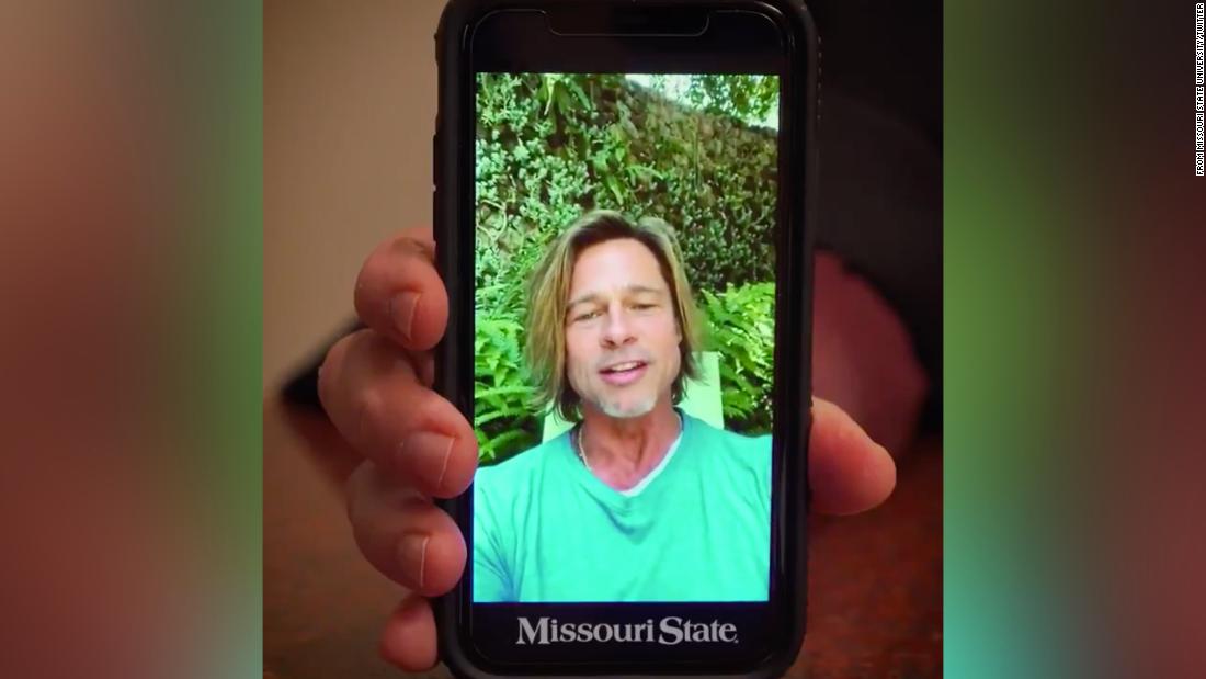 Brad Pitt surprises Missouri State University graduates with
a message from quarantine 1