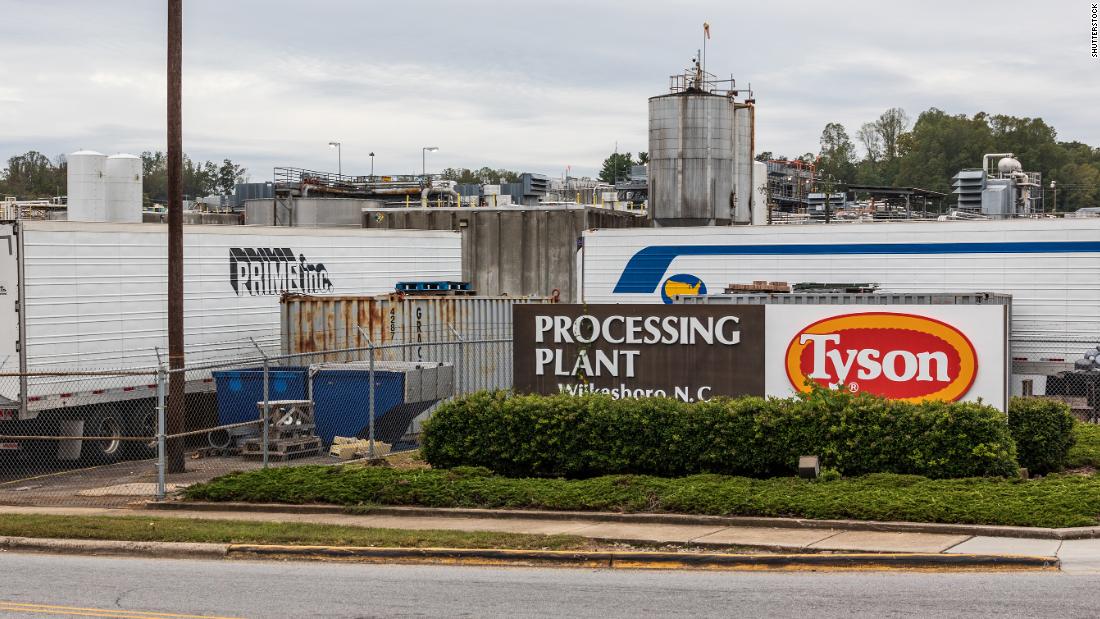 1 in 4 Tyson employees in a North Carolina plant tested
positive for Covid-19 1