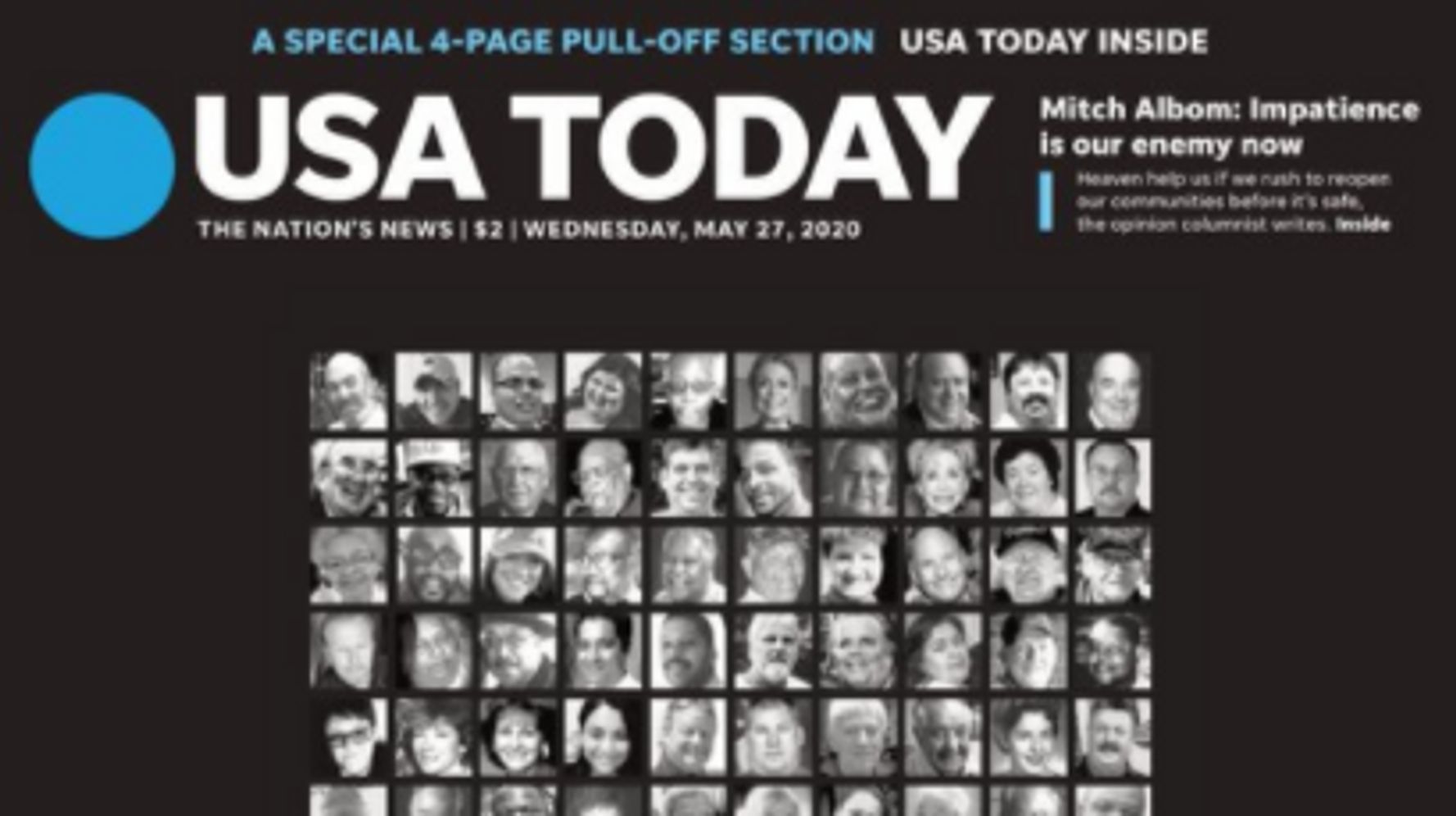 USA Today Mourns Nation’s Coronavirus Victims With Powerful
Front Page 1