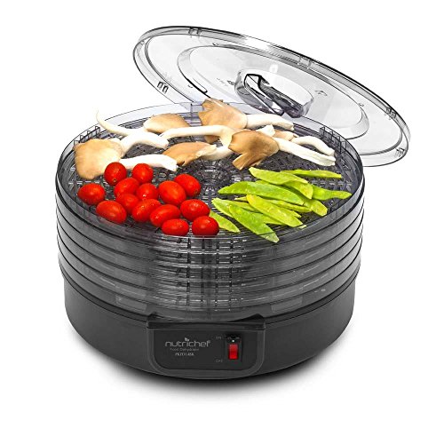 Electric Countertop Food Dehydrator Machine - Professional Multi-Tier Food Preserver, Beef Jerky Maker, Fruit Vegetable Fish Poultry Dryer w/ 5 Stackable Trays, 180° F Max Temp - NutriChef