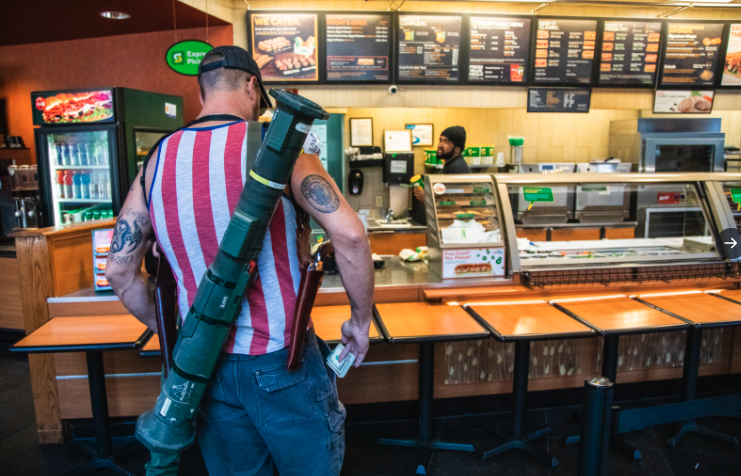 Anti-Quarantine Protesters Spotted With Rocket Launcher
In Downtown Raleigh 1
