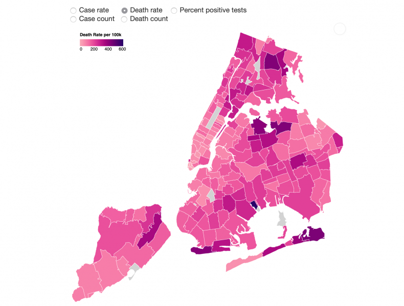 NYC Coronavirus Zip Code Map Reveals Death Rates Are More
Than 10 Times Greater in Low-Income Communities of Color 1