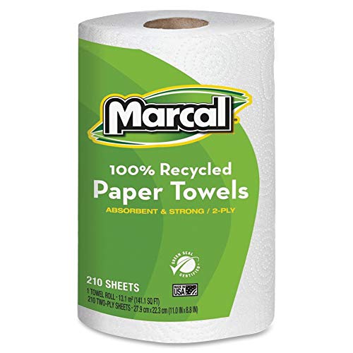 Paper Towels Jumbo Roll, 100% Recycled, 2 Ply - 11" x 9" - 210 Sheets/Roll - White, 1 Roll