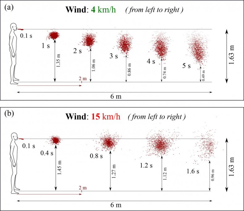 Scientists Question if 6ft Social Distancing Is Enough to
Stop Coronavirus Spread, as Coughs Appear to Spread Saliva
19ft 1