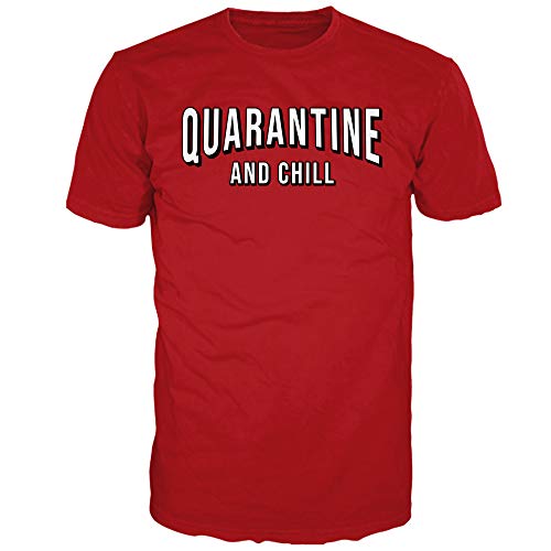 The Original Quarantine and Chill Funny Coronavirus T-Shirt for Men (Red, Small)