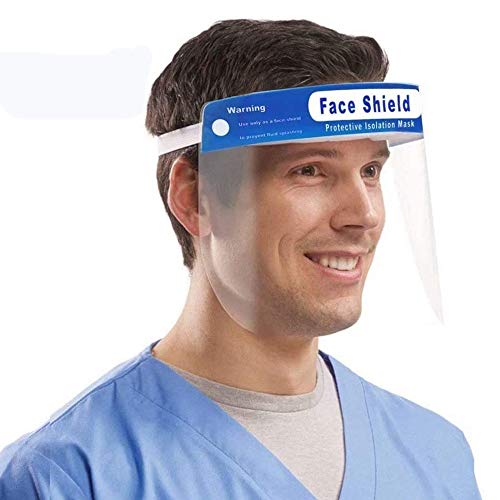2 Pack Face Shield Full Face Protect Eyes and Face with Clear Open Protective Film Elastic Band and Comfort Sponge, Windproof Dustproof Anti-Spitting Isolation Hat Shield