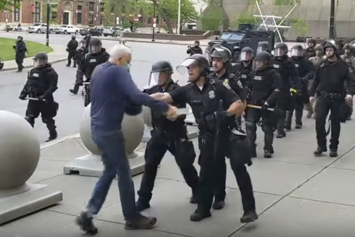 Trump floats conspiracy theory about 75-year-old protester
shoved by Buffalo cops 1