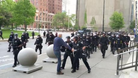 Buffalo protester Martin Gugino has a fractured skull and
cannot walk 1
