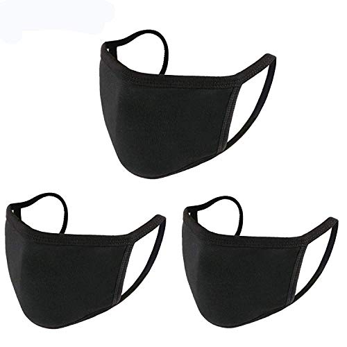 3 Pack Unisex, Washable And Reusable With Elastic Ear Loop Anti-Dust Black