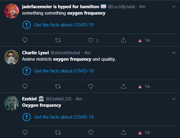 Twitter Labels Tweets Mentioning 'Oxygen' and 'Frequency' as
Coronavirus Misinformation 1
